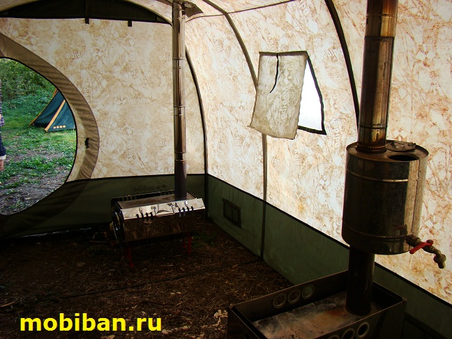 Печь Согра в палатке МБ-104