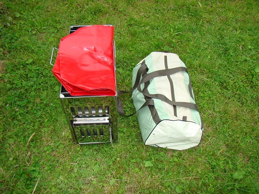 Печь Оптима с красным чехлом и сумка с тентом и каркасом